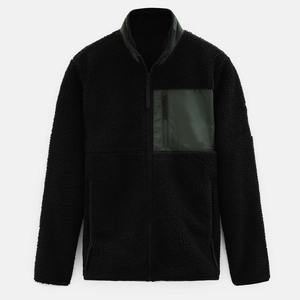 Veste en polaire sherpa noire personnalisée à fermeture éclair intégrale avec col montant et poche contrastante sur la poitrine pour la vente en gros et les vêtements de marque privée USA UK - Product Image 6