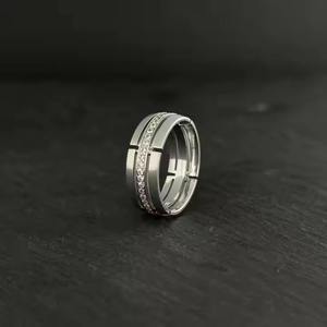 Anillo de boda de eternidad de circonita cúbica con corte brillante de moda para hombre, engaste de canal, doble fila, plata de ley 925, regalo - Product Image 5