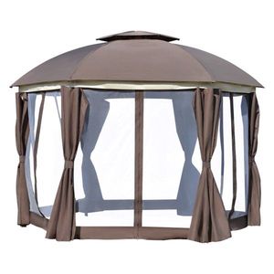 Gazebo a cupola da esterno 144x144 pollici con doppio tetto, zanzariera e pareti laterali con tende a zip, riparo con cerniera per esterni - Product Image 1