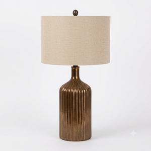 Fancy Metal Table Lamp With Geometric Base White Fabric Drum Shade For Home Bedroom Decor Handmade Table Lamp On Sale - Product Image 6