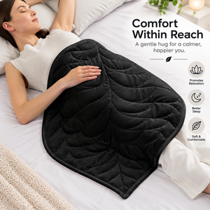 Manta Ponderada Negra de 5 lb para Adultos |   Manta acolchada con diseño de hojas de 23 x 29 pulgadas |   Manta Suave y Lavable para Relajarse - Product Image 1