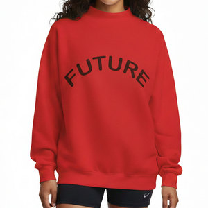 Sweat-shirt décontracté surdimensionné à col montant pour femme, en molleton 100 % coton épais, idéal pour le quotidien - Product Image 1