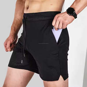 Pantalones cortos de gimnasio tejidos de algodón 100% diseñados por el fabricante Pantalones cortos deportivos de secado rápido para hombres Logotipo personalizado Impreso Patrón sólido Decoración - Product Image 6