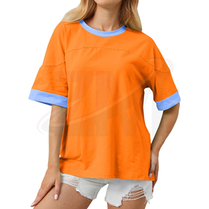 T-shirt en coton uni pour femme, coupe classique, tissu respirant et doux, décontracté, pour l'été, usage quotidien, style basique minimaliste et épuré - Product Image 3