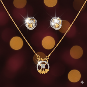 ชุดสร้อยคอและต่างหูทองคำแท้ 22K ตรา BIS - เครื่องประดับรูปหัวใจลายดอกไม้ทำมือ - Product Image 3