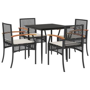 Set da pranzo da giardino in rattan bianco crema e nero, 4 posti, mobili da esterno, design contemporaneo - Product Image 4