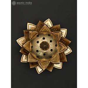 4 Inch Handmade Brass Religious Incense <b>Diffuser</b> with for <b>Flower</b> Design Durable Aromatherapy Home Decor From India - Product Image 3