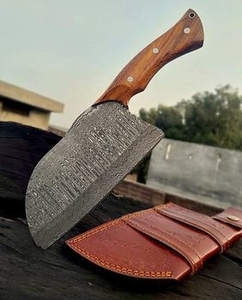 Cuchillo de carnicero hecho a mano de acero de Damasco para uso diario en la cocina, cuchillo de hoja afilada para cortar verduras y carne. - Product Image 6