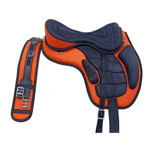 Selle de cheval sans arceau Freemax Orange Noir, légère et flexible, avec sangle réglable, confortable pour l'entraînement, ensemble complet - Product Image 4