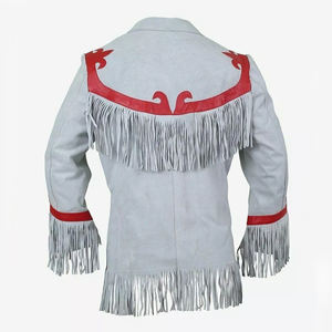 Chaqueta de Cuero de Gamuza con Flecos, Unisex, Estilo Occidental, Prenda Exterior de Lujo, Personalizable OEM - Product Image 6