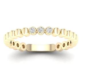 Classic Unisex Yellow Gold Eternity Band Ring Brilliant Cut Natural Stone Prong Setting Ball Shape Design 18K Solid Gold Rhodium - Product Image 1