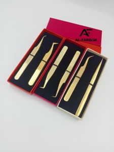 แหนบต่อขนตาเคลือบทอง 24K สีทอง  ขนาด 45 65 90 องศา ปลายเรียวบาง พร้อมกล่องแม่เหล็ก - Product Image 4