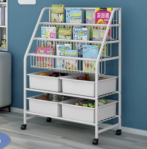 Étagère de rangement pour jouets d'enfants OEM/ODM Vietnam, bibliothèque en métal, organisateur de boîtes en plastique, bibliothèque avec roulettes - Product Image 3