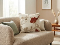Housse de coussin de luxe 100% lin brodée avec bord festonné |   Housse de coussin décorative de qualité supérieure