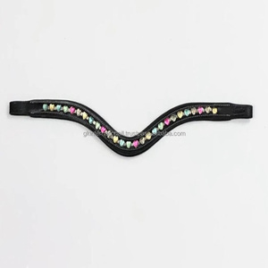 สายรัดคิ้วหนังม้าคุณภาพระดับพรีเมียมทนทานสำหรับกีฬาและการขี่ม้าที่มีสายคาดคิ้วคริสตัลดีไซน์รูปหัวใจ - Product Image 5