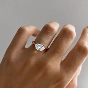 Anillo de Compromiso Solitario con Diamante Cultivado en Laboratorio de Corte Ovalado de 1.60CT, Oro Amarillo de 14K, Certificado IGI, Fabricante OEM - Product Image 3