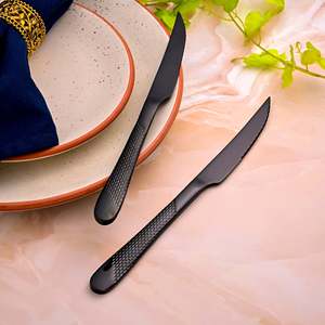 Nightfall Set of 2 Stainless Steel Black Dinner <b>Knives</b> - Product Image 1
