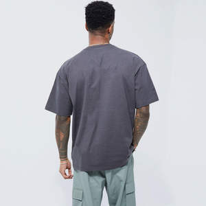 T-shirt en jersey épais pour homme, coupe carrée et épaules tombantes, modèle uni de luxe - Product Image 2