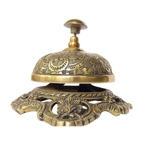 Handmade <b>Brass</b> Engraved Desk <b>Bell</b> Shiny Vintage Table Counter <b>Bell</b> for Home Hotel Reception Office Decor - Product Image 4