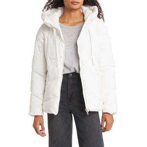 Women's Hooded Puffer Winter Jacket with Full Zip and High Collar Women's Quilted Padded Hooded Winter Coat Lightweight <b>Warm</b> Jac - Product Image 5