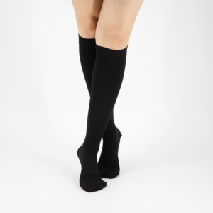 Calcetines de Compresión hasta la Rodilla para Mujer, Clase 1, Algodón y Poliéster, Transpirables, Antibacterianos, Absorbentes del Sudor, Tejido Casual, Color Sólido - Product Image 1