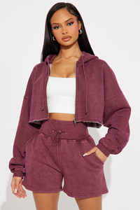 Crop <b>Top</b> Hoodie <b>Short</b> Jogger <b>Set</b> Women Clothing Blank Hoodie <b>and</b> <b>Shorts</b> <b>Set</b> Custom Female Casual <b>Set</b> - Product Image 3