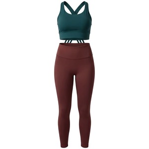 Women Yoga Set Breathable Stretchable <b>Activewear</b> <b>Leggings</b> And Sports Bra Outfit For Gym Workout Training And Fitness - Product Image 1