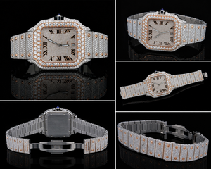 Montre de luxe pour homme à quartz ronde en acier inoxydable avec affichage analogique de la date automatique et réserve de marche, cadran de 41 mm - Product Image 3