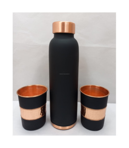 Handcrafted Copper <b>Water</b> <b>Bottle</b> 950ml Traditional Ayurvedic Purification Leakproof Cap - Product Image 5