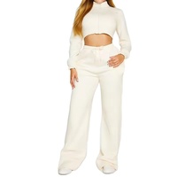 Ensemble de survêtements deux pièces personnalisés avec logo, grande taille, hiver, en tissu polaire lavé, manches longues, fermeture éclair, boutons aux genoux, haute qualité pour femme
