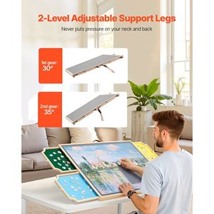 Tablero de Rompecabezas Giratorio Portátil de 1000 Piezas con 4 Cajones de Fieltro de Colores, Cubierta de 29x21, Mesa de Madera Ajustable, Accesorios para Rompecabezas - Product Image 5