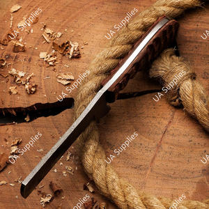 Cuchillo de caza y supervivencia de acero de Damasco de espiga completa de alta calidad con mango de madera Pakka para exteriores, estilo vaquero, ODM - Product Image 4