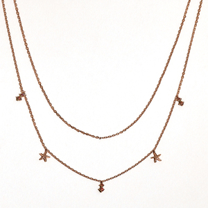 Collar Gemnel Versátil Apilable de Doble Hilo <span class=keywords><strong>con</strong></span> Pequeños Dijes de Estrella de Mar y Circonitas para Estilo de Collar en Capas - Product Image 2