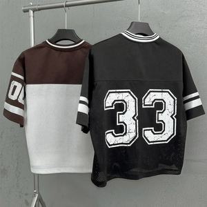T-shirt d'été personnalisé à séchage rapide pour homme, coupe ample, col en V, avec imprimé, maillot de football en mesh pour le soccer et le basketball - Product Image 5