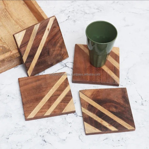 Posavasos Cuadrados de Nogal Fusion, Estilo Clásico, Ecológicos, Personalizables, de Madera, para Tazas y Botellas, Accesorios Elegantes para Mesa - Product Image 5