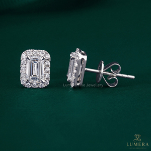 Custom Emerald Cut Lab Grown Diamond Cluster <b>Earrings</b> <b>Fine</b> 18k Solid Gold Jewelry OEM ODM Service Minimalist Unisex Party - Product Image 3