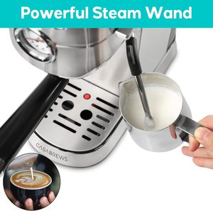 Machine à expresso professionnelle 20 bars, étanche, en polyester, avec mousseur à lait, buse vapeur et réservoir d'eau de 34 oz - Product Image 2