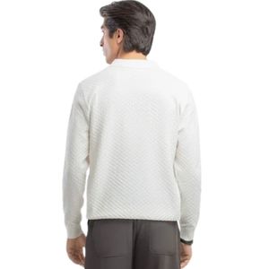Suéter Polo de Punto Texturizado Blanco para Hombre, Manga Larga, Cuello Camisero, Estilo Casual y Elegante, Fabricante Personalizado OEM - Product Image 5