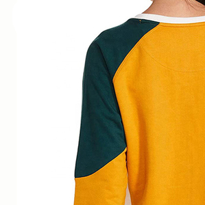 Sweat-shirt tricoté à col rond et manches longues pour femme, color-block, décontracté, respirant, en coton et fibre de bambou, pour l'automne - Product Image 5