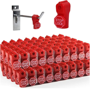 Sox Display <b>Hook</b> Magnetic Lock <b>Plastic</b> Red Stop Locks Pegboard <b>Hook</b> Organizer for Retail Store and Shopping Center - Product Image 2