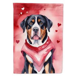 Grand drapeau multicolore pour chien de montagne suisse pour la Saint Valentin Drapeau de jardin artistique pour patio Cour Boîte aux lettres décorative Lits de fleurs - Product Image 1