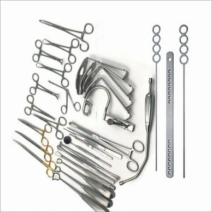 Kit de base d'instruments chirurgicaux réutilisables pour tonsillectomie ORL : écarteurs buccaux, pinces, curettes, loupes, perforateurs d'adenoides en acier inoxydable - Product Image 2