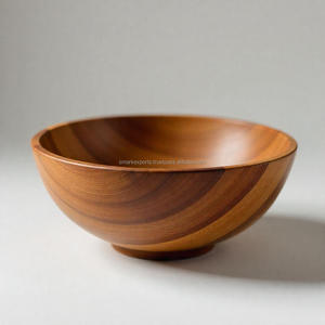 Elegante Tazón de Madera de Acacia con Borde Rústico, Centro de Mesa de Madera Natural de Primera Calidad para una Decoración Rústica Cálida - Product Image 4