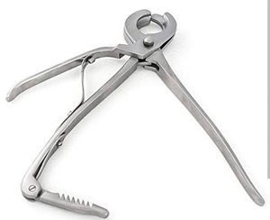This image shows a surgical instrument, specifically a type of towel <b>clamp</b> or forceps. It is crafted from polished stainless ste - Product Image 3