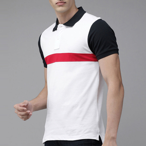 Polo homme personnalisé à manches courtes en coton piqué respirant, color block, rayé, coupe slim, décontracté, pour le golf et les affaires - Product Image 2