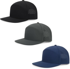 Gorra de béisbol negra de malla con cierre a presión, 6 paneles, ajustable, visera plana, transpirable, informal, unisex, deportiva, para verano y actividades al aire libre. - Product Image 2
