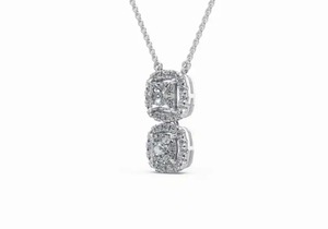 Pendentif halo en diamant taille coussin de 1,822 carats cultivé en laboratoire, collier céleste 32 pièces en or jaune, rose ou blanc 9K 14K 18K, cadeau de bijoux - Product Image 2