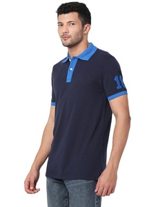 T-shirt de golf bleu personnalisé pour homme – Maillot ajusté de haute qualité avec logo imprimé numériquement, respirant, à manches courtes, couleur unie - Product Image 3
