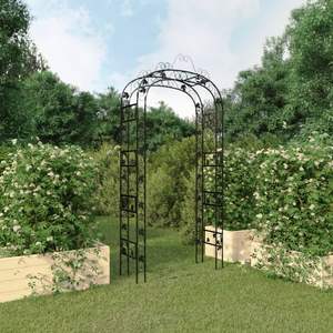 Grandes adornos decorativos para jardín: arco de acero con recubrimiento de polvo negro para cercas, enrejados y puertas. - Product Image 1
