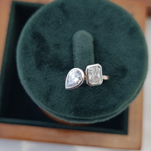 Anillo Abierto de Oro de 14 Quilates con Corte de Pera Namivaa para Mujer, Anillo de Compromiso Moderno Toi Et Moi, Elegante para Bodas y Fiestas - Product Image 2